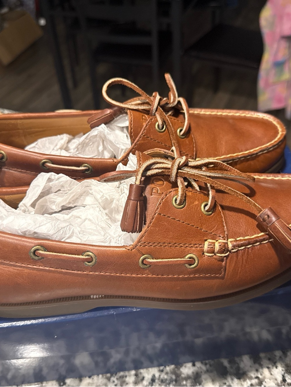 Ralph Lauren Men's Brown Leather Boat Shoes - Classic Tassel Deck Loafers